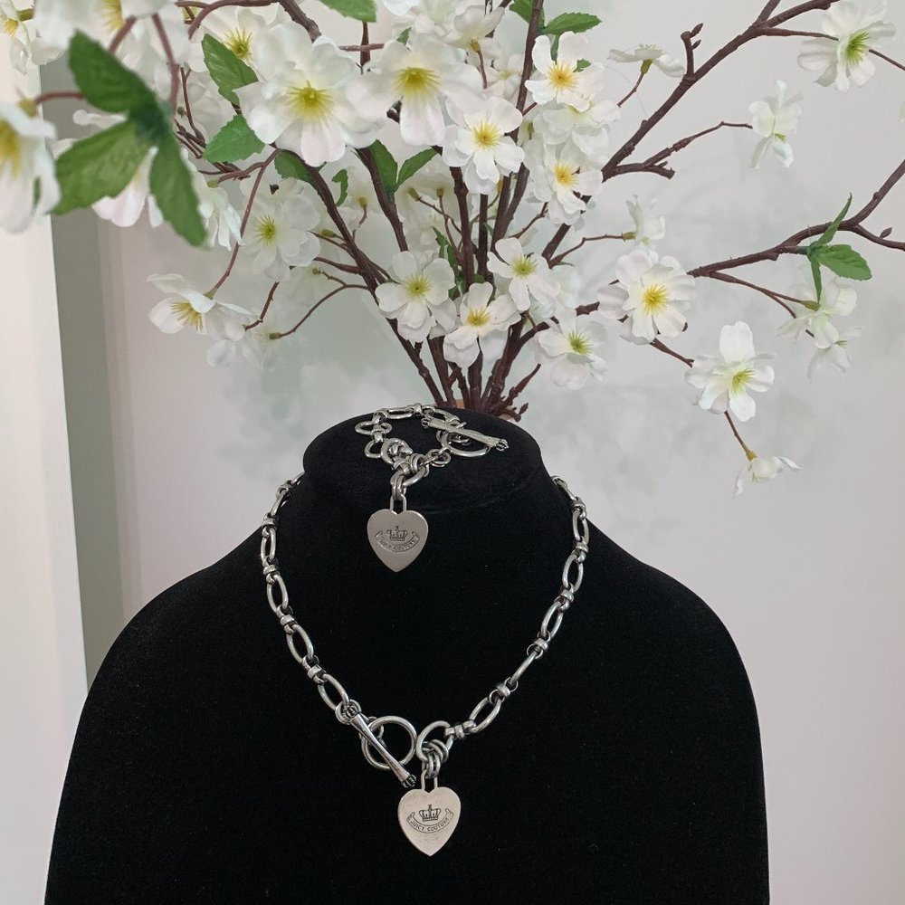 Juicy Couture Heart Necklace and Bracelet Set.